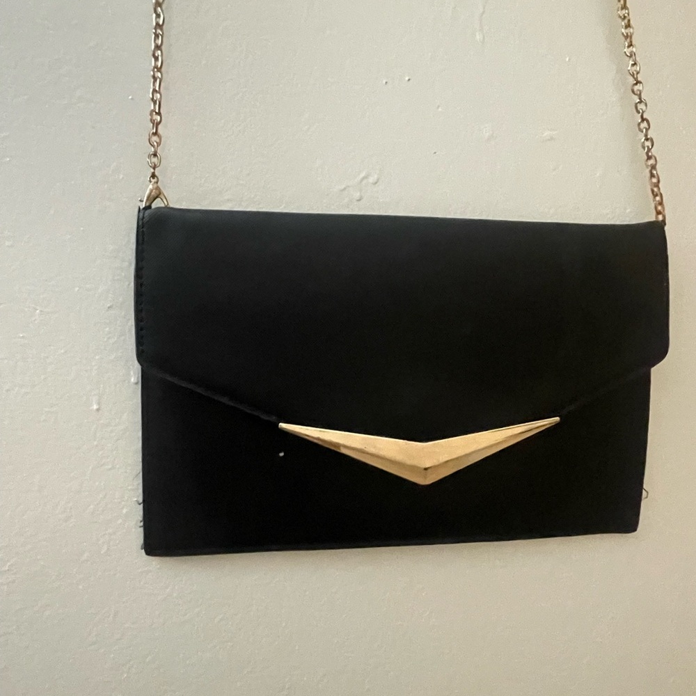 Elegant Black Clutch with Gold Accent